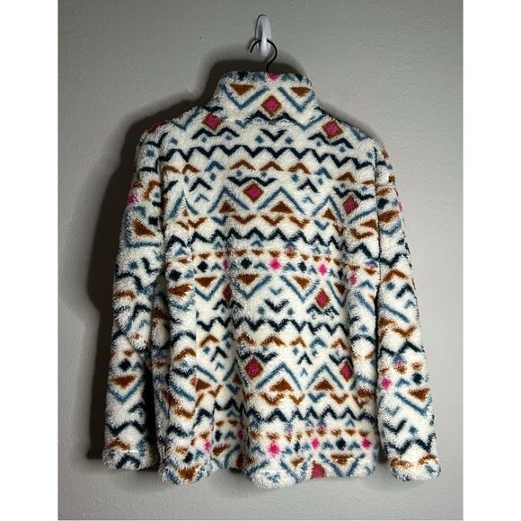 Eddie Bauer Aztec Print 1/4 Zip Sherpa Pullover Size L - Picture 2 of 10